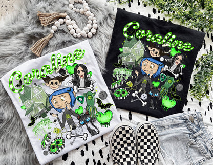 BUTTON GIRL GREEN TEE