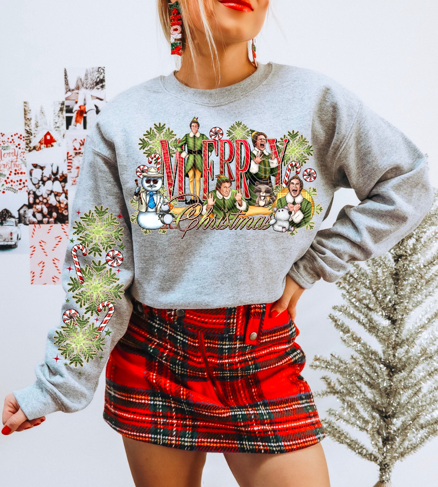 MERRY BUD SWEATSHIRT W/ SLEEVE PRINT