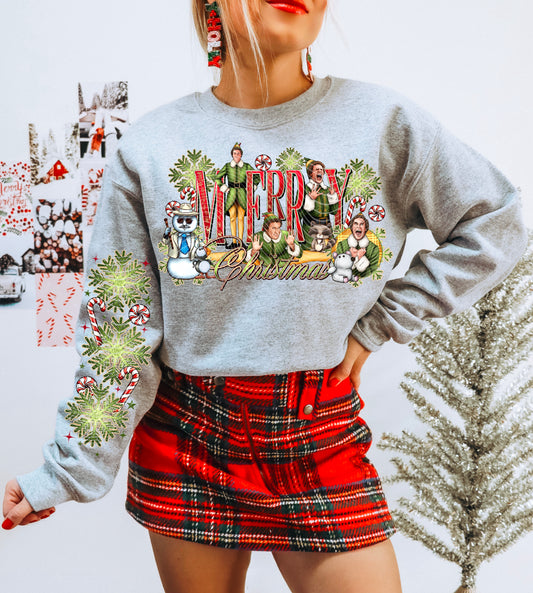 MERRY BUD SWEATSHIRT W/ SLEEVE PRINT