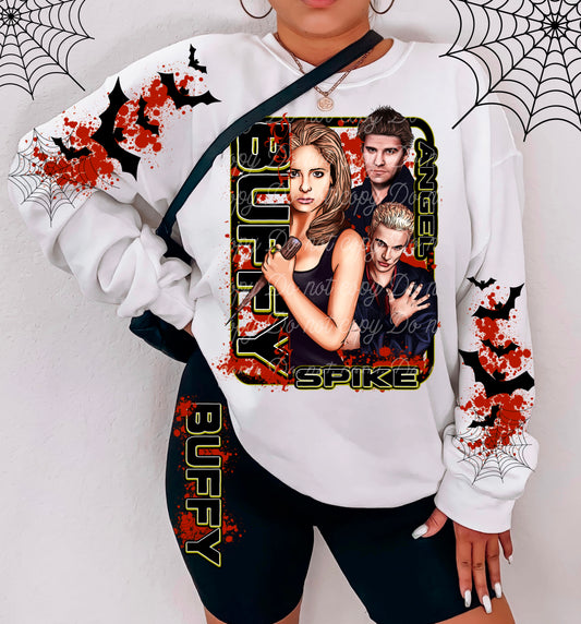 BUFF TV - FRONT & DOUBLE SLEEVE DESIGN CREWNECK SWEATSHIRT