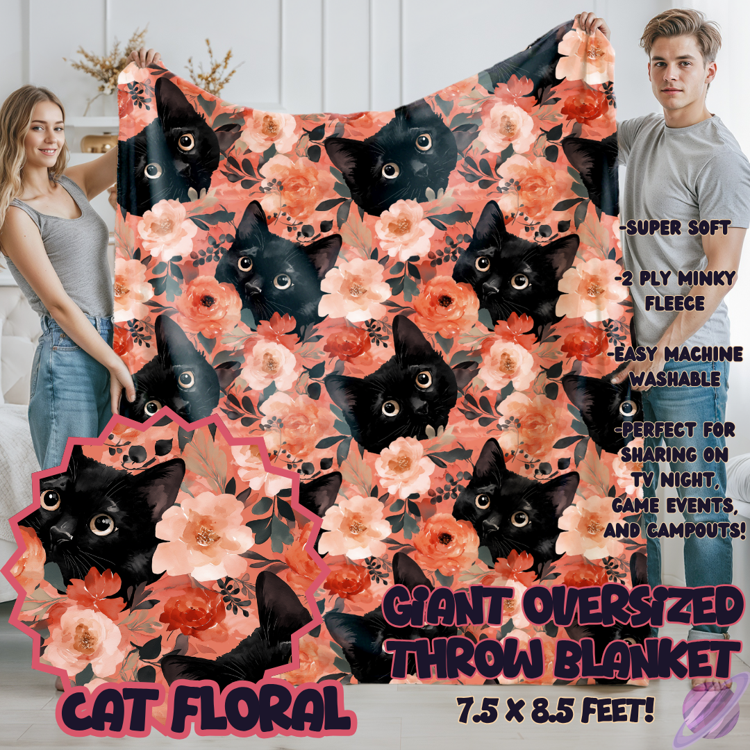 CAT FLORAL- OVERSIZED THROW BLANKET