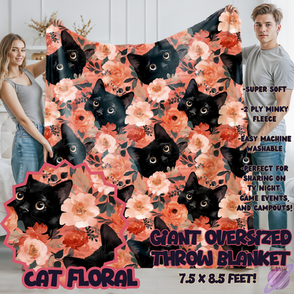 CAT FLORAL- OVERSIZED THROW BLANKET