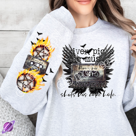 DEAN MIX W/ SLEEVE PRINT CREWNECK SWEATSHIRT