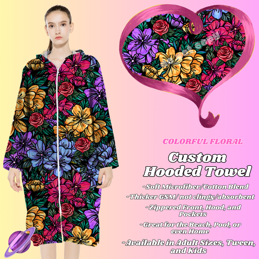 COLORFUL FLORAL - HOODED TOWEL- PREORDER CLOSING 4/27