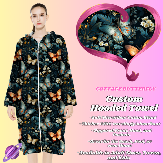 COTTAGE BUTTERFLY- HOODED TOWEL- PREORDER CLOSING 4/27