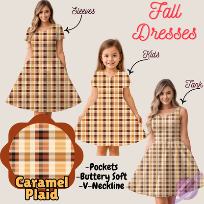 CARAMEL PLAID- FALL DRESS PREORDER- CLOSING 9/12