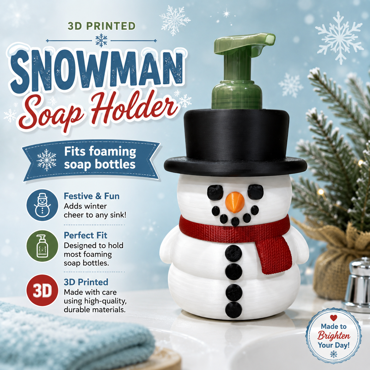 SNOWMAN SOAP HOLDER- 3D PRINTED