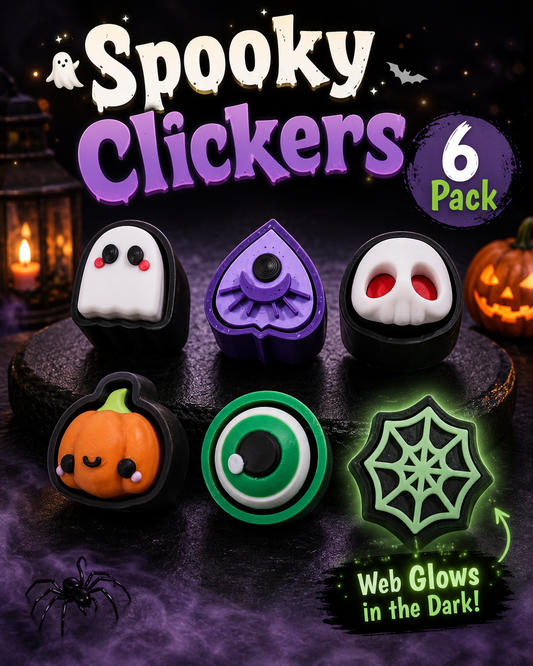 6 PACK- 3D PRINTED SPOOKY CLICKER FIDGETS
