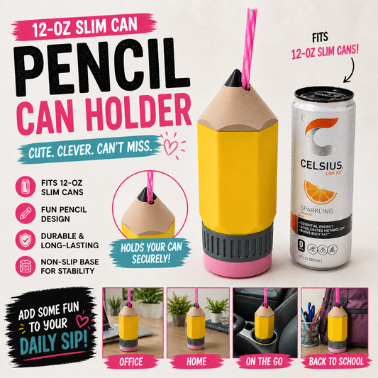 3D PRINTED CUSTOM PENCIL 12 OUNCE SKINNY CAN HOLDER