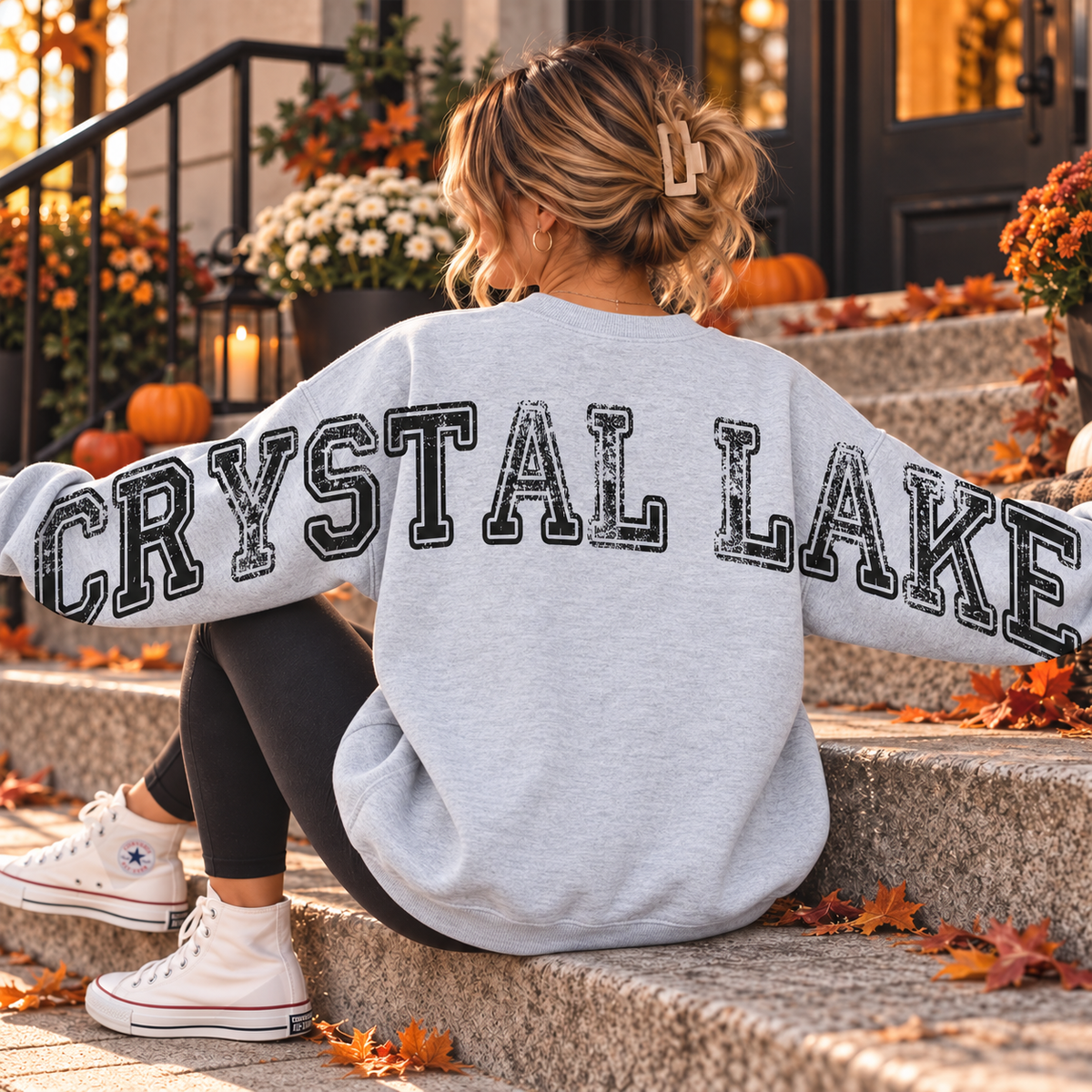CRYSTAL BIG BACK DOUBLE SIDED SWEATSHIRT