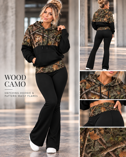WOOD CAMO-PATTERN BLOCK HOODIE-PREORDER CLOSING 10/9