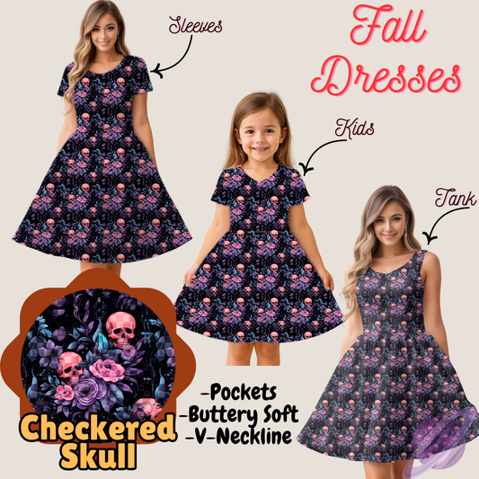 CHECKERED SKULL- FALL DRESS PREORDER- CLOSING 9/12