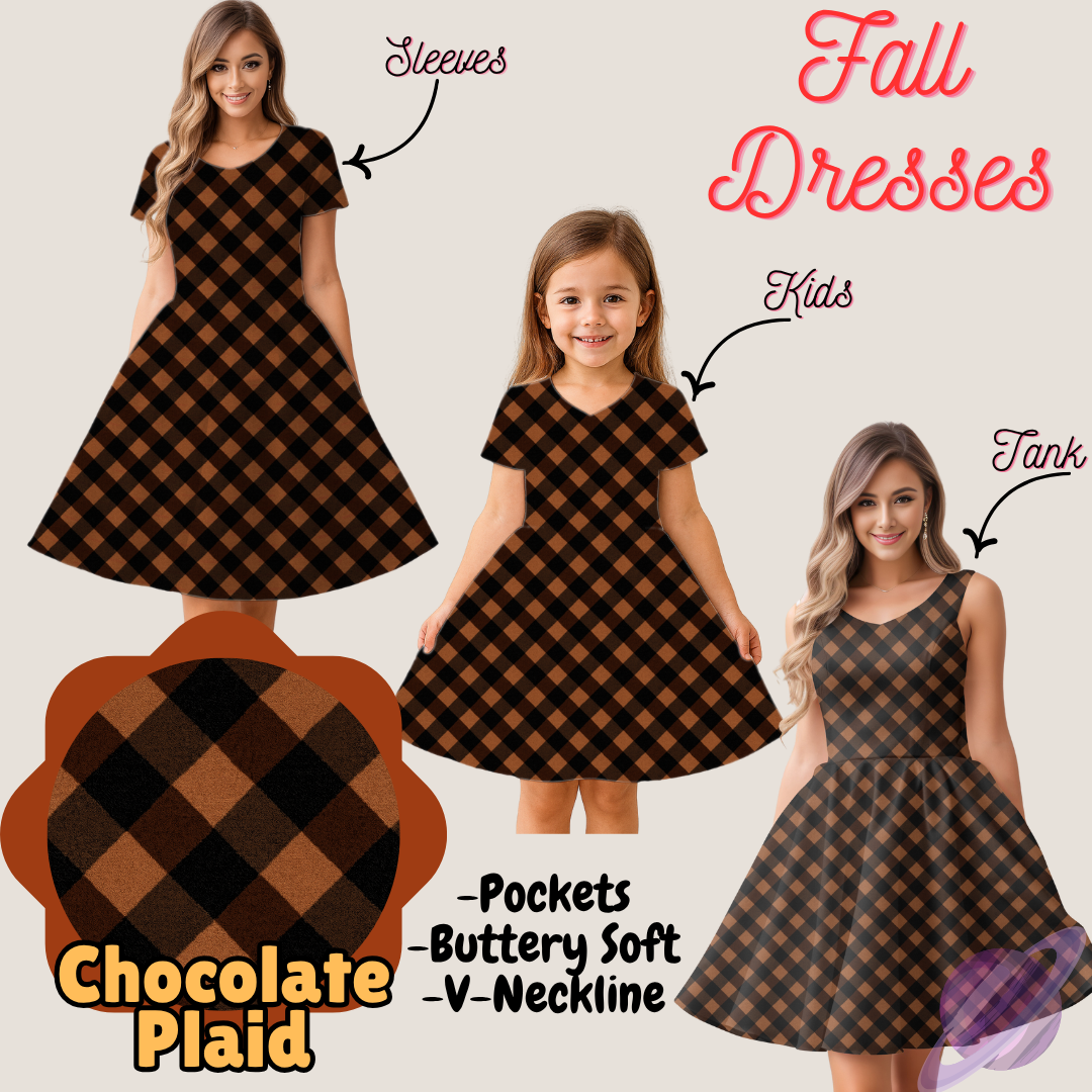 CHOCOLATE PLAID- FALL DRESS PREORDER- CLOSING 9/12