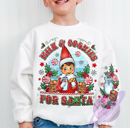 XMAS IN JULY-COOKIE ELF- CREWNECK SWEATSHIRT W/ SLEEVE PRINT