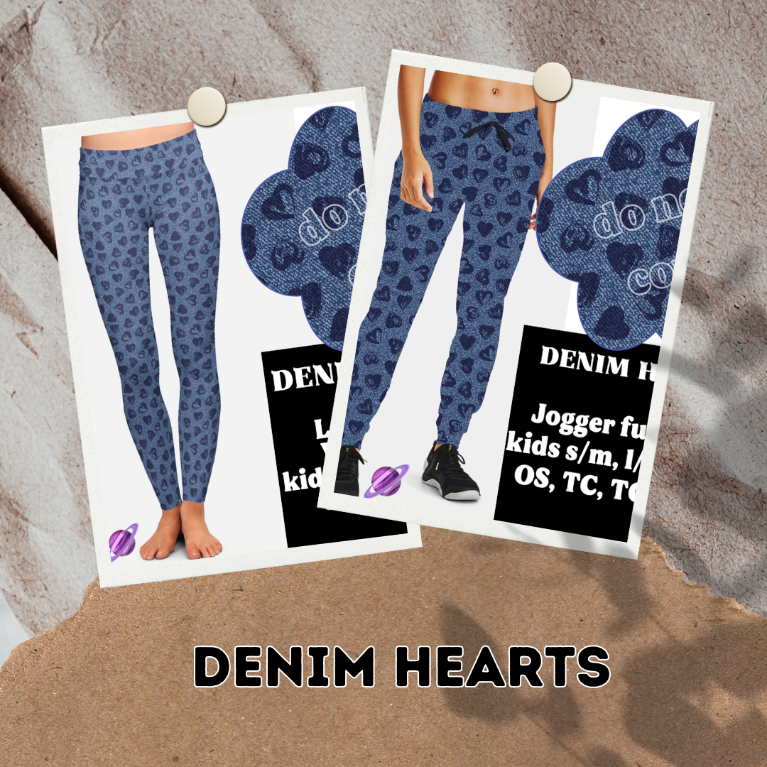 DENIM HEARTS- DENIM PATTERN RUN - LEGGING/CAPRI