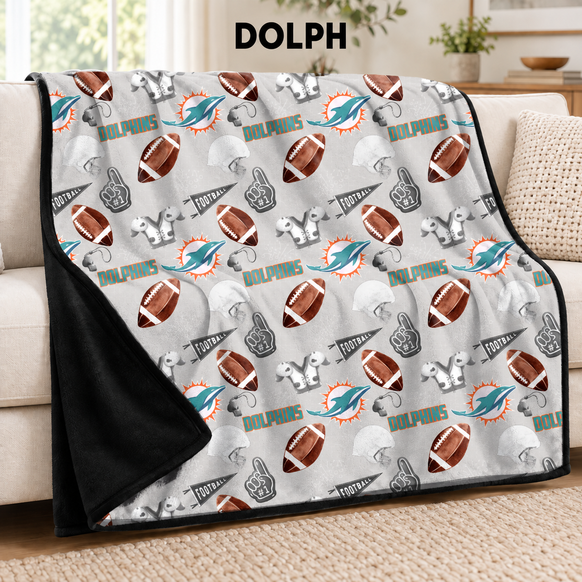 DOLPH-FOOTBALL SOFT BLACK THROW-PREORDER CLOSING 9/30