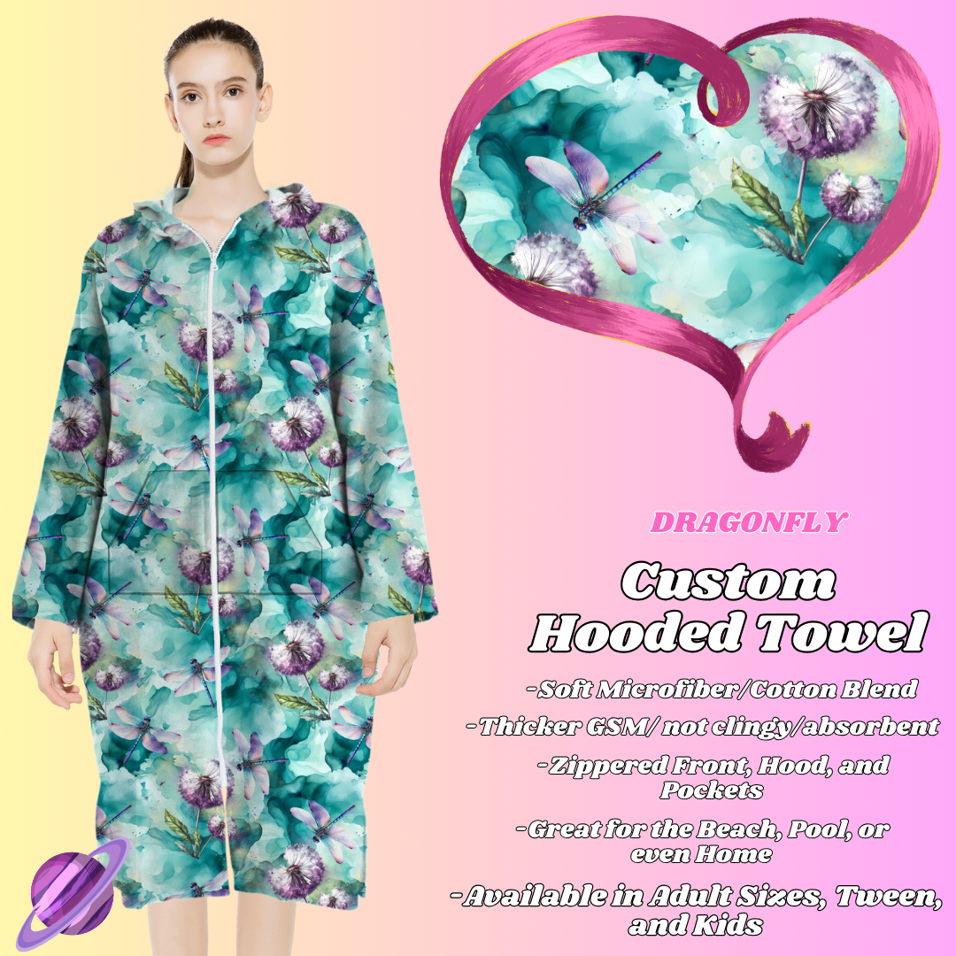 DRAGONFLY- HOODED TOWEL- PREORDER CLOSING 4/27