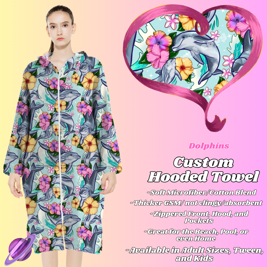 DOLPHINS- HOODED TOWEL- PREORDER CLOSING 4/27