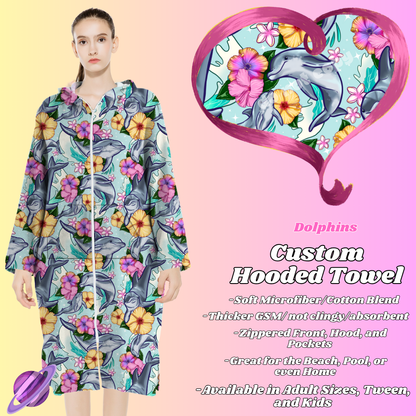 DOLPHINS- HOODED TOWEL- PREORDER CLOSING 4/27