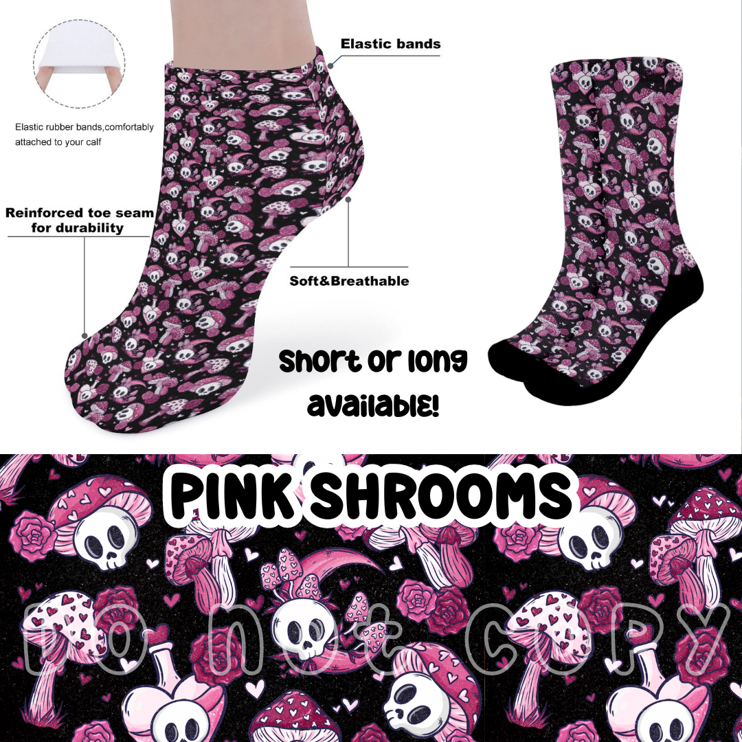 PINK SHROOMS - CUSTOM PRINTED SOCKS ROUND 2