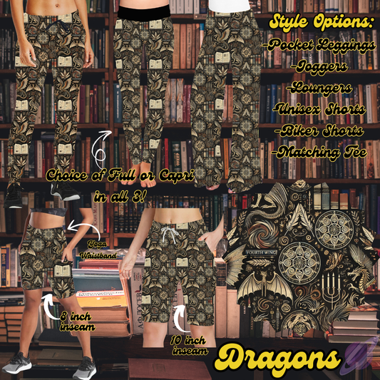 DRAGONS- LEGGING/JOGGER/LOUNGER/SHORTS - BOOK LAUNCH PREORDER CLOSING 2/6