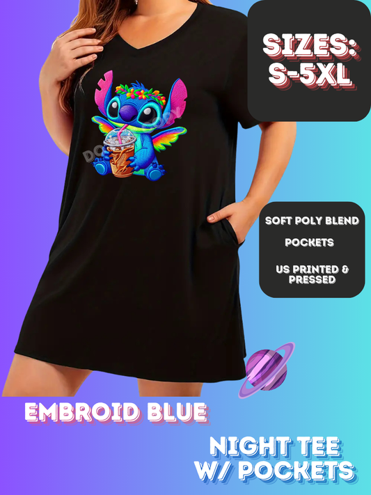 EMBROID BLUE -SLEEP SHIRT-PREORDER CLOSING 11/21