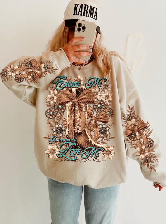 EXCUSE ME SWEATSHIRT W/ SLEEVE PRINT