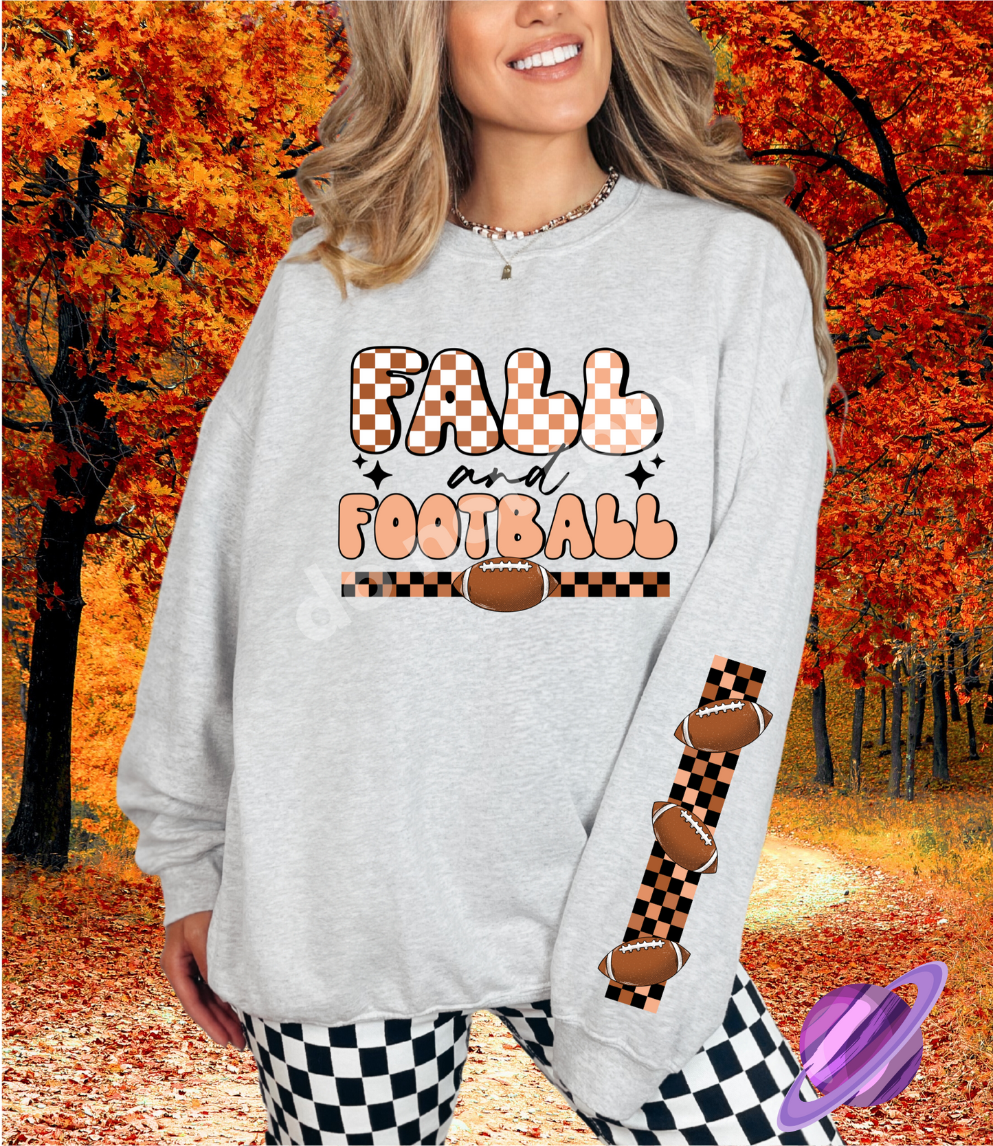 FALL FOOTBALL- CREWNECK SWEATSHIRT  W/ SLEEVE PRINT