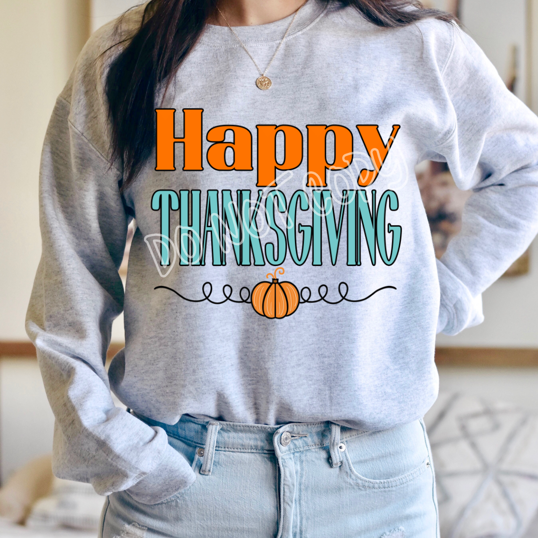 HAPPY THANKSGIVING SMALL PUMPKIN CREWNECK SWEATSHIRT