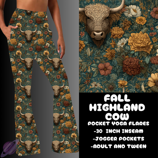 FALL HIGHLAND COW-YOGA FLARES 7-PREORDER DUE 10/2