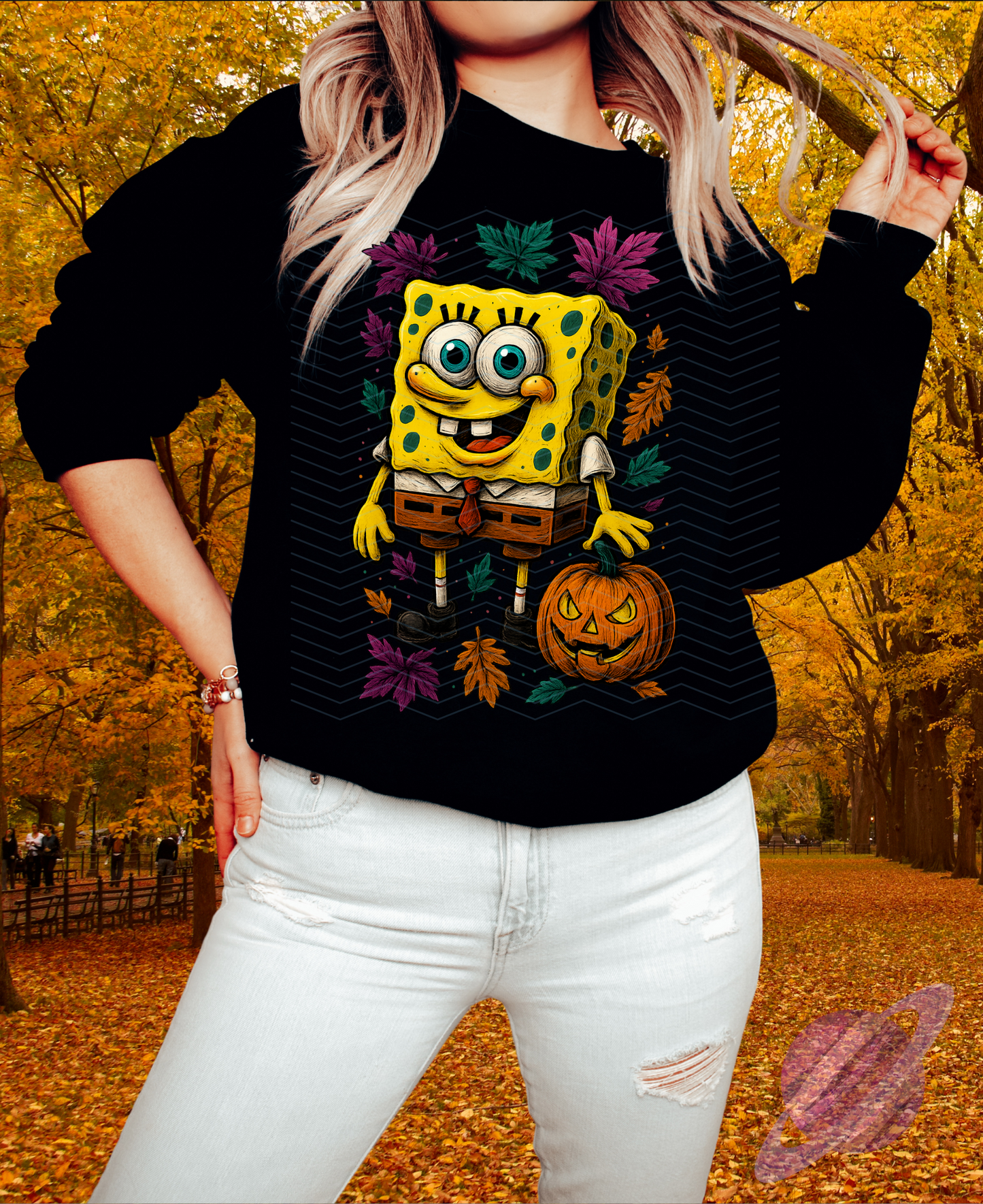 FALLING LEAVES-FALL SPONGE-CREWNECK SWEATSHIRT