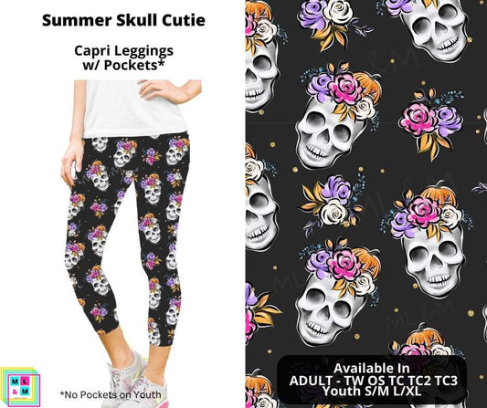 Preorder! Closes 4/11. ETA May. Summer Skull Cutie Capri Leggings w/ Pockets