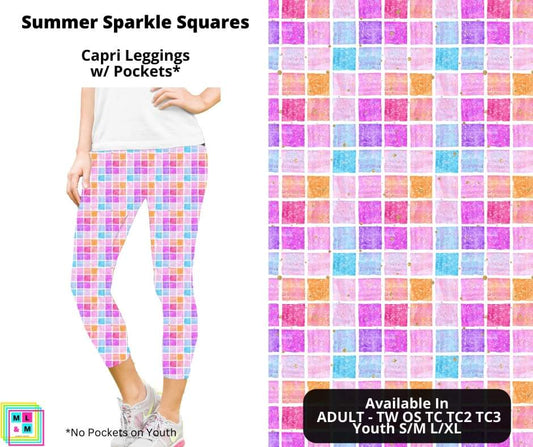 Preorder! Closes 4/11. ETA May. Summer Sparkle Squares Capri Leggings w/ Pockets