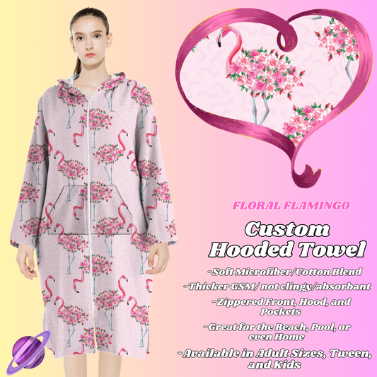 FLORAL FLAMINGO- HOODED TOWEL- PREORDER CLOSING 4/27