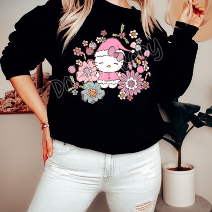 FLORAL KITTY - HOLIDAY RUN 2 - UNISEX HOODIE/SWEATER ADULTS/KIDS