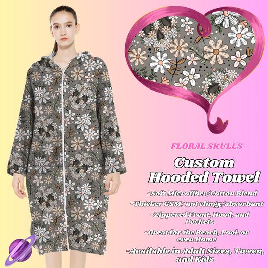 FLORAL SKULLS- HOODED TOWEL- PREORDER CLOSING 4/27