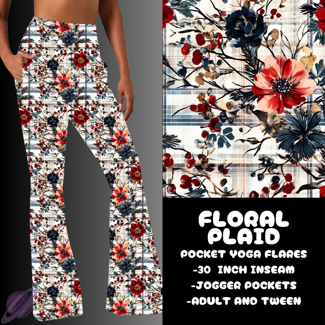 FLORAL PLAID-YOGA FLARES 7-PREORDER DUE 10/2