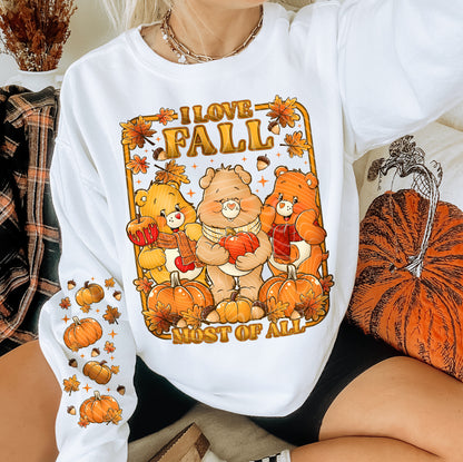 FALL BEARS- CREWNECK SWEATSHIRT  W/ SLEEVE PRINT