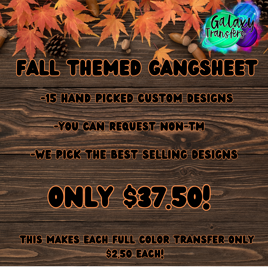 FALL THEMED GANGSHEET 36X60CUSTOM GANG SHEET DTF Heat Transfer