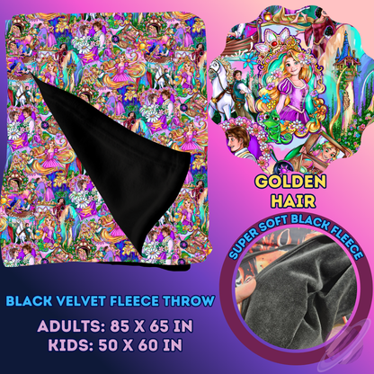 GOLDEN HAIR- SOFT BLACK FLEECE THROW 13-PREORDER CLOSING 1/14