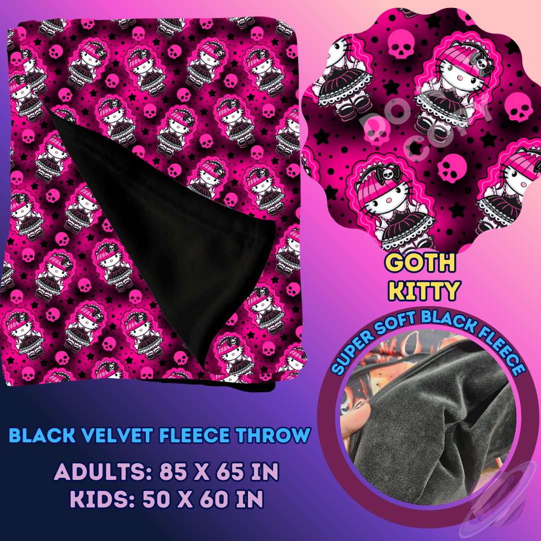 GOTH KITTY- SOFT BLACK FLEECE THROW 13-PREORDER CLOSING 1/14
