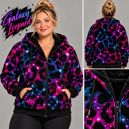 Galaxy Leopard-FLEECE LINED HOODED JACKET-PREORDER CLOSING 11/9