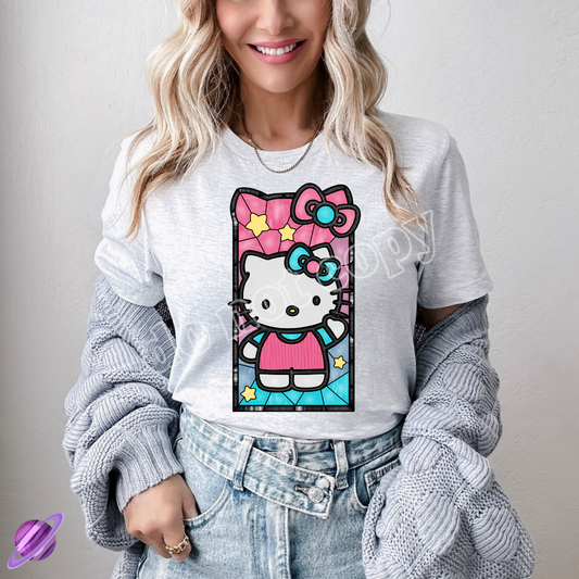 HKITTY- STAINED GLASS -UNISEX TEE ADULTS/KIDS