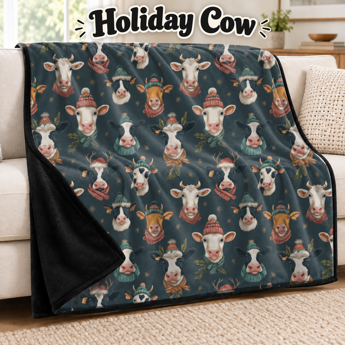 Holiday Cow-Soft Throw Blanket 14 Run-Due 9/28