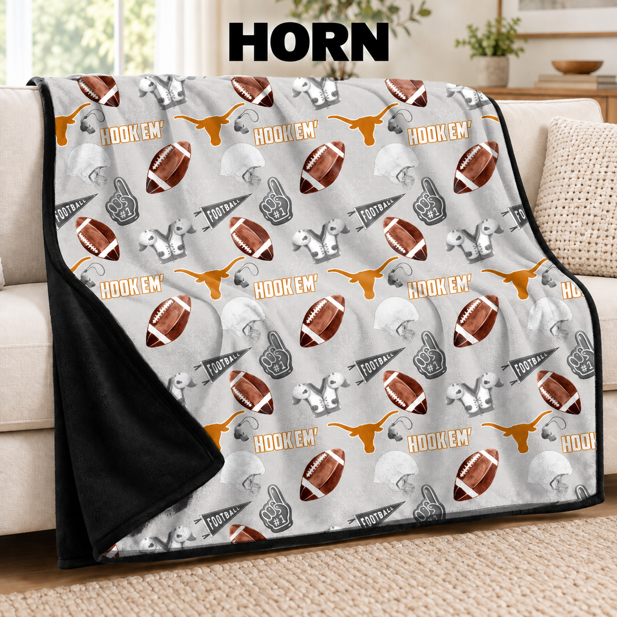 HORN-FOOTBALL SOFT BLACK THROW-PREORDER CLOSING 9/30