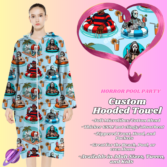 HORROR POOL PARTY- HOODED TOWEL- PREORDER CLOSING 4/27