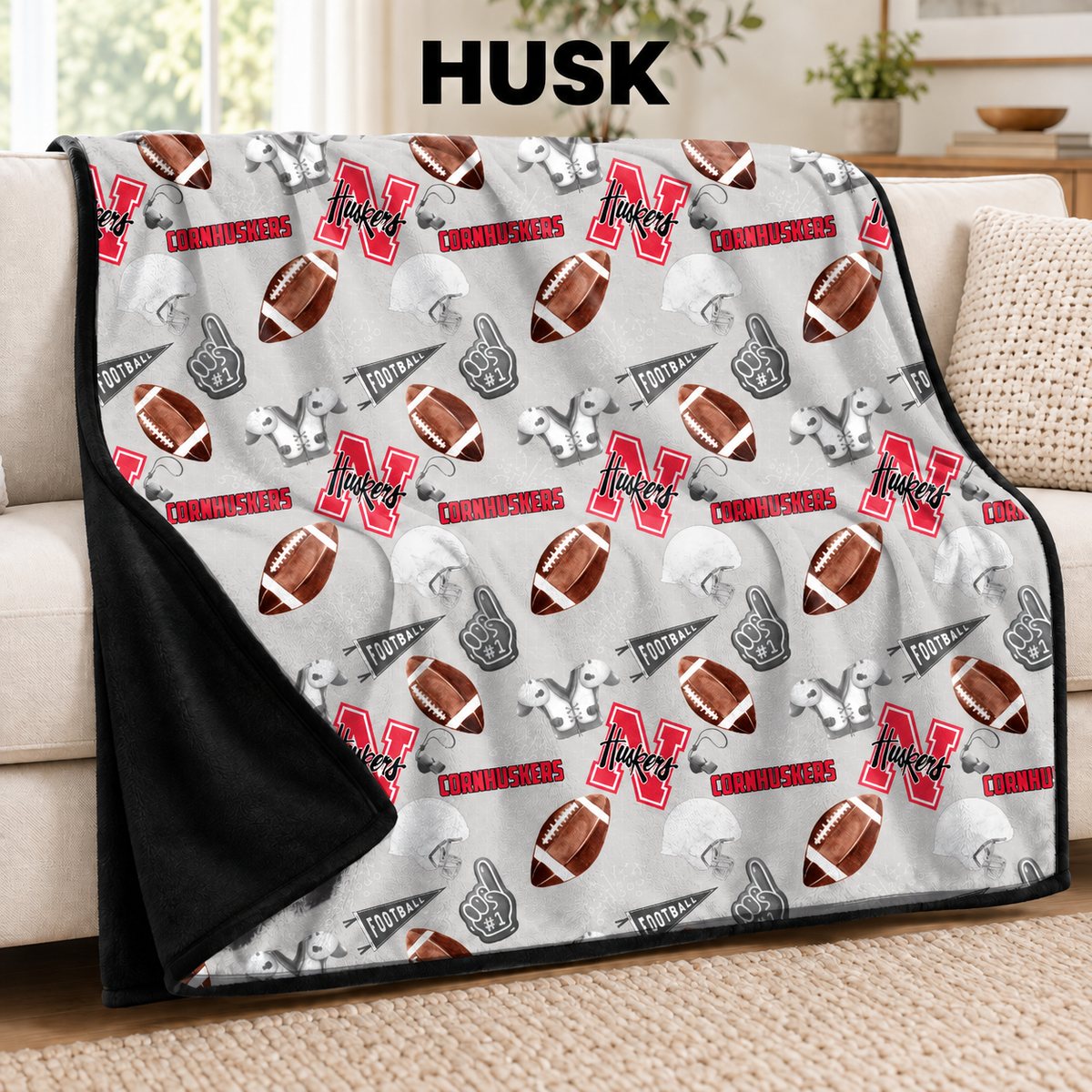 HUSK-FOOTBALL SOFT BLACK THROW-PREORDER CLOSING 9/30