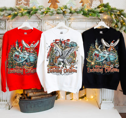 ENCHANTED CHRISTMAS- CREWNECK SWEATSHRIT W/ SLEEVE PRINT