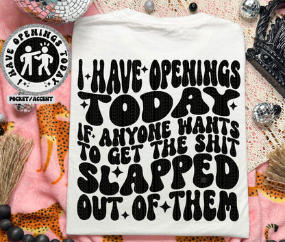 I HAVE OPENINGS- POCKET PRINT DOUBLE SIDED TEE