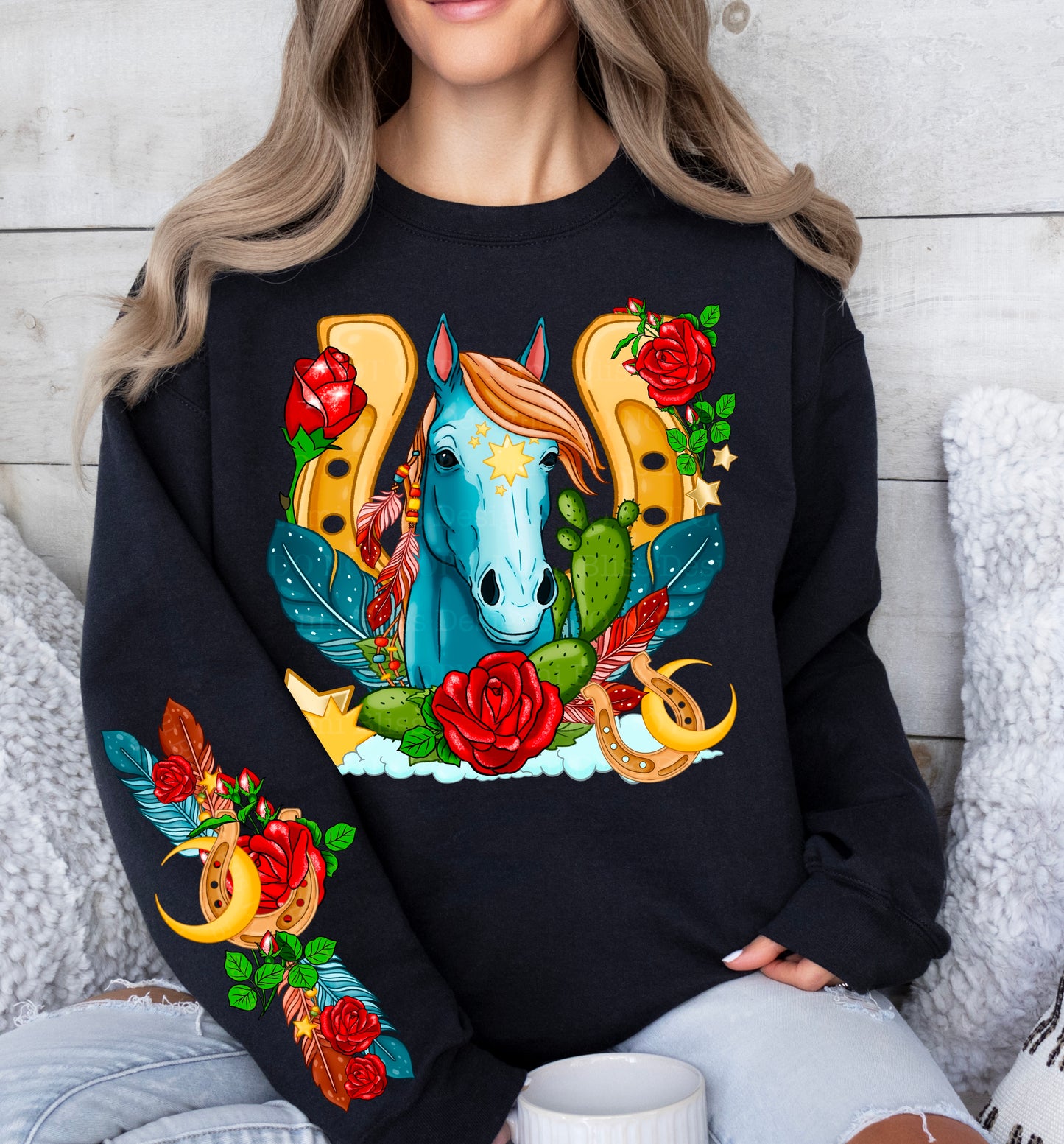 ROSE HORSE W/ SLEEVE PRINT